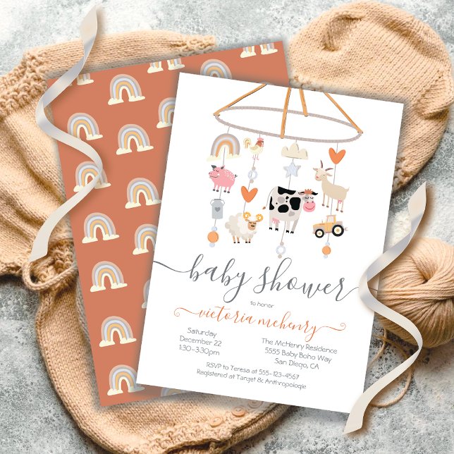 Invitación Baby Shower móvil de Farm Animals (Subido por el creador)