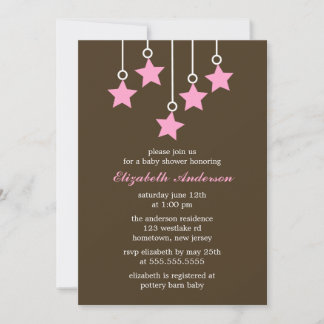 Invitación Baby Shower móvil marrón y rosa