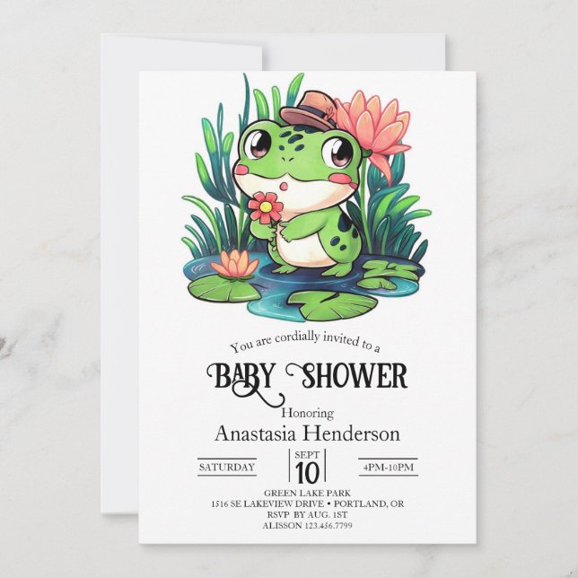 Invitación Baby Shower Mystical Dreamy Frog (Anverso)