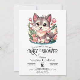 Invitación Baby Shower Mystical Lovely Wolf