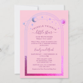 Invitación Baby Shower Mystical Pink Purple Sun Moon Stars