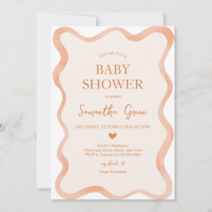 Invitación Baby Shower Naranja ruso de borde ondulado
