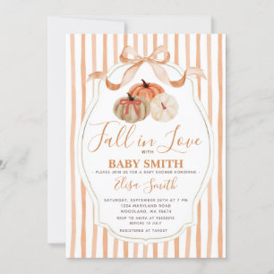 Invitación Baby Shower naranja y calabaza blanca se enamoran
