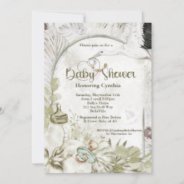 Invitación Baby Shower natural botánico