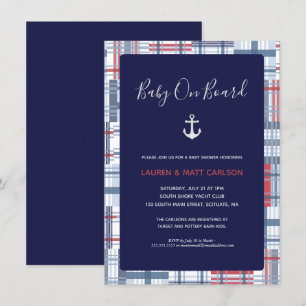 Invitación Baby Shower - Náutica, Preppy, Armada