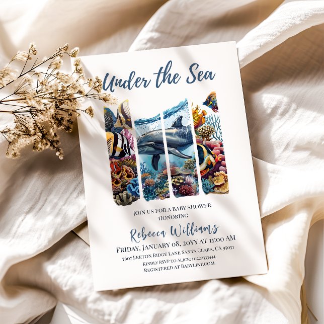 Invitación Baby Shower Nautical Blue Reef Under Sea (Subido por el creador)