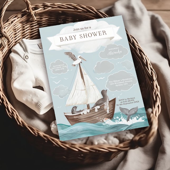 Invitación Baby Shower Nautical Boat (Subido por el creador)
