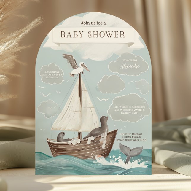 Invitación Baby Shower Nautical Boat (Subido por el creador)