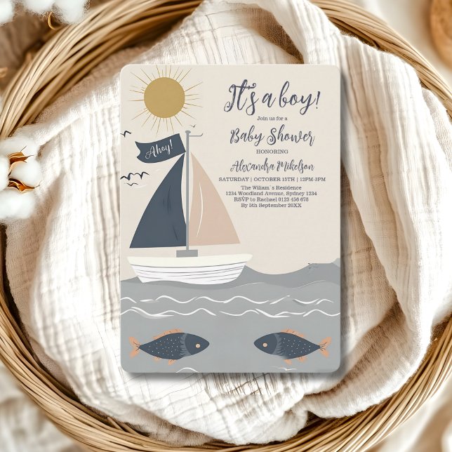 Invitación Baby Shower Nautical Boat (Subido por el creador)