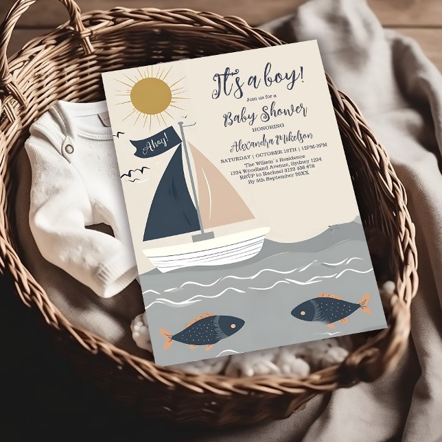 Invitación Baby Shower Nautical Boat (Subido por el creador)