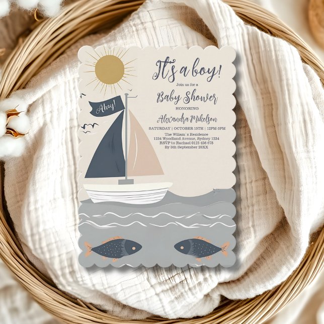 Invitación Baby Shower Nautical Boat (Subido por el creador)