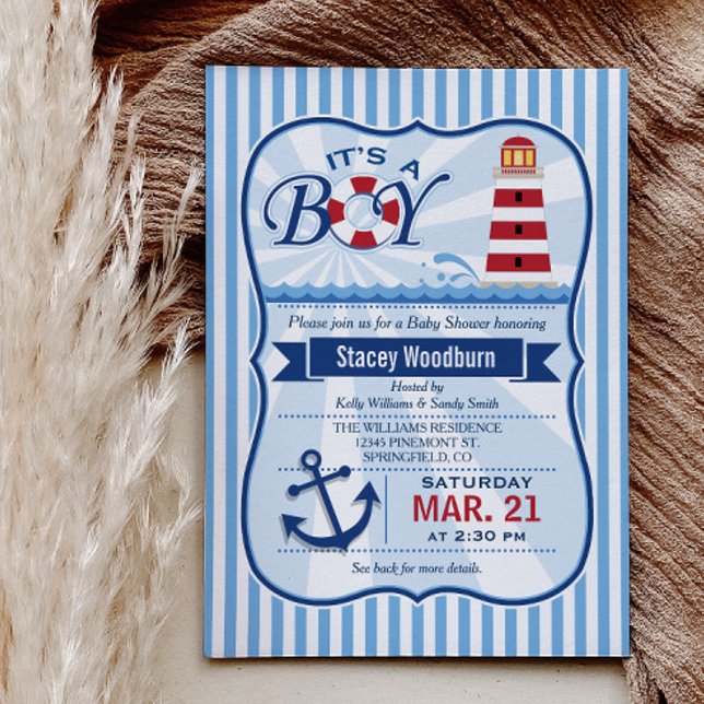 Invitación Baby Shower Nautical Lighthouse Boy (Subido por el creador)
