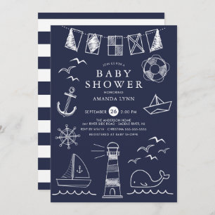 Invitación Baby Shower Nautical Sailboat Boy
