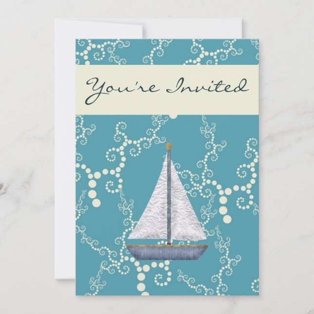 Invitación Baby Shower Nautical Sailboat invita a los niños (Anverso)