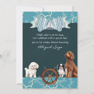 Invitación Baby Shower Nautical Sailboat y Dogs Boy