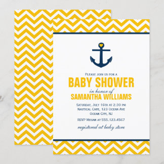 Invitación Baby Shower Náutico Amarillo