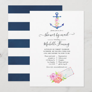 Invitación Baby Shower Náutico con Acuarela por Correo