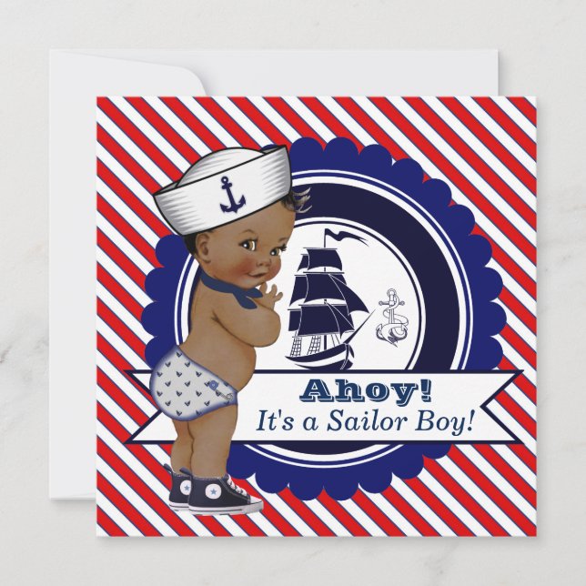 Invitación Baby Shower Náutico de marinero étnico (Anverso)