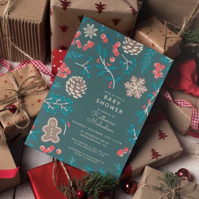 Invitación BABY SHOWER | Navidades Holiday Floral (Subido por el creador)