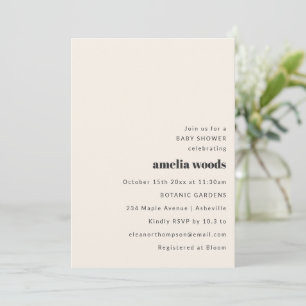 Invitación Baby Shower Negrita Retro Marfil Tipografía Modern