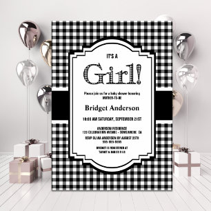 Invitación Baby Shower negro blanco en forma de búfalo