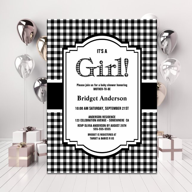 Invitación Baby Shower negro blanco en forma de búfalo (Subido por el creador)