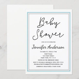 Invitación Baby Shower negro blanco simple y limpio