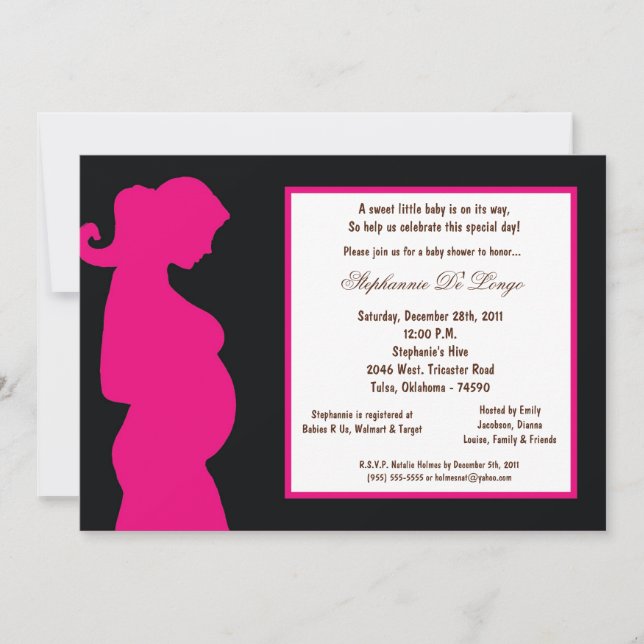Invitación Baby Shower negro de 5 x 7 (Anverso)