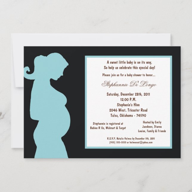 Invitación Baby Shower negro de 5 x 7 (Anverso)