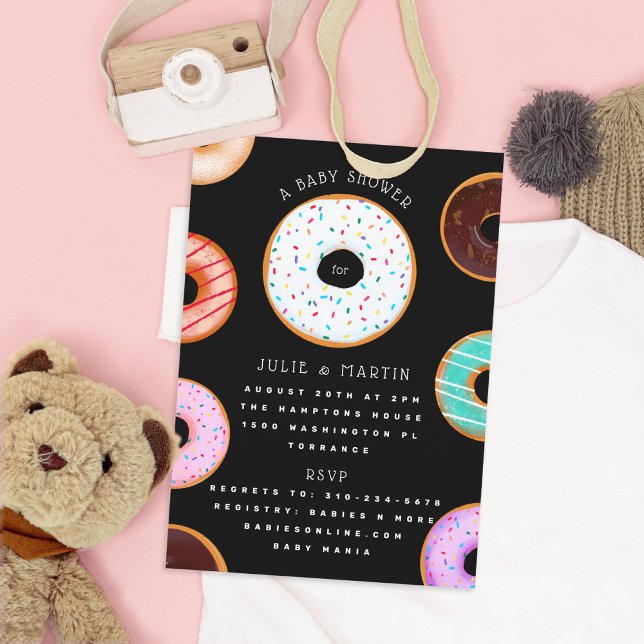 Invitación Baby Shower negro de Donuts (Subido por el creador)