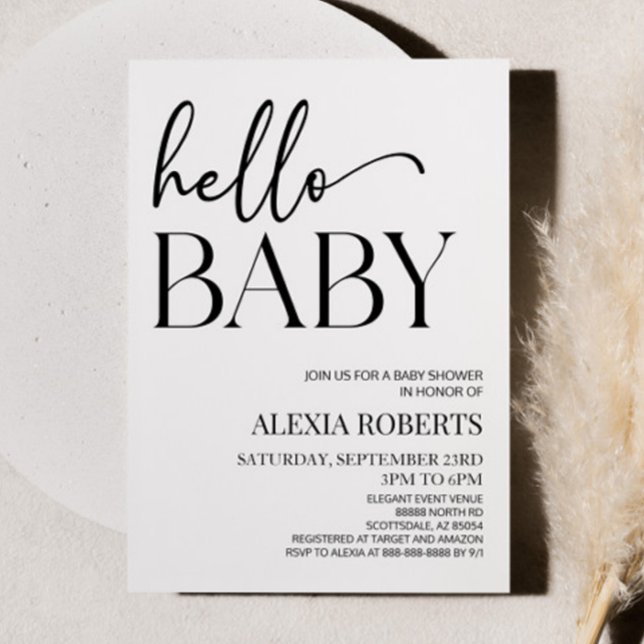 Invitación Baby Shower negro negro saludo bebé (Subido por el creador)