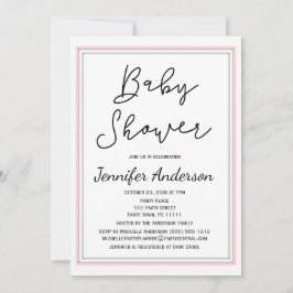 Invitación Baby Shower negro rosa simple y limpio