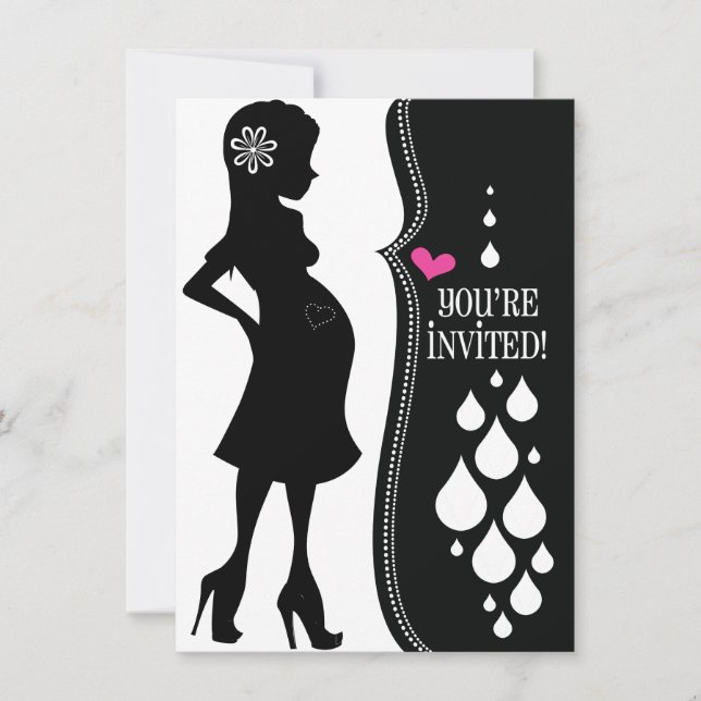 Invitación Baby Shower negro y blanco invita (Anverso)
