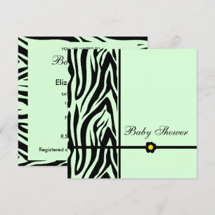Invitación Baby Shower negro y verde cebra