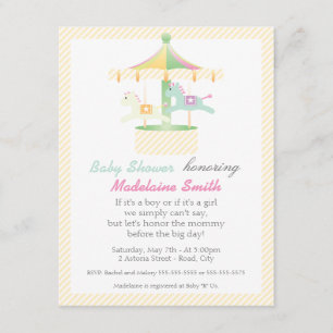 Invitación Baby Shower neutra con carrusel encanta