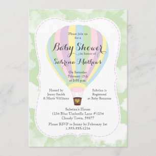 Invitación Baby Shower neutra de género del globo de aire cal