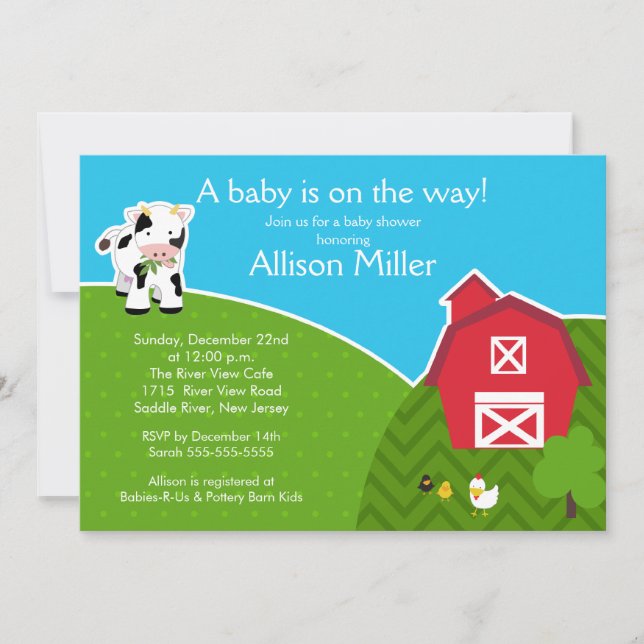 Invitación Baby Shower neutra para animales de cor (Anverso)