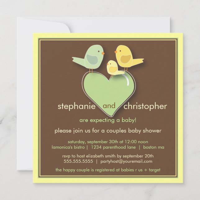 Invitación Baby Shower neutra para la familia de l (Anverso)