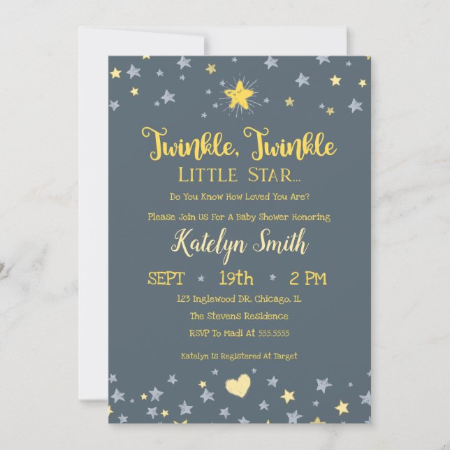 Invitación Baby Shower neutra por género de la est (Anverso)