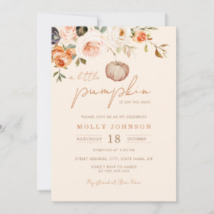 Invitación Baby Shower Neutral A Little Pumpkin Fall