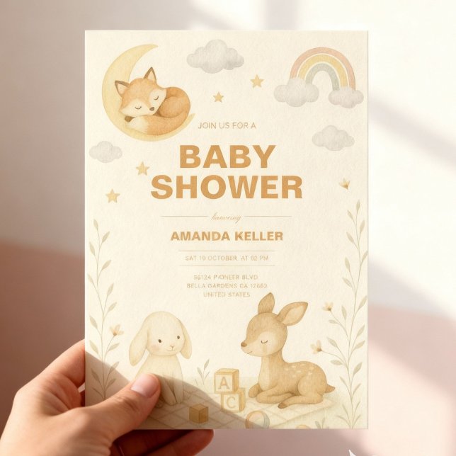 Invitación Baby Shower Neutral Baby Animal Nursery (Subido por el creador)