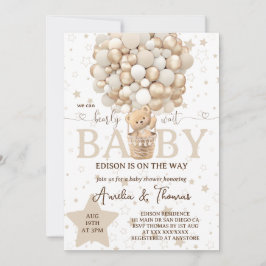 Invitación Baby Shower Neutral blanco Teddy Bear