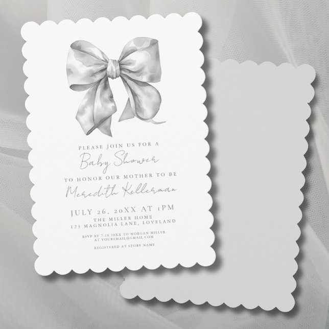 Invitación Baby Shower Neutral Bow de género (Gender Neutral Bow Baby Shower Invitation)