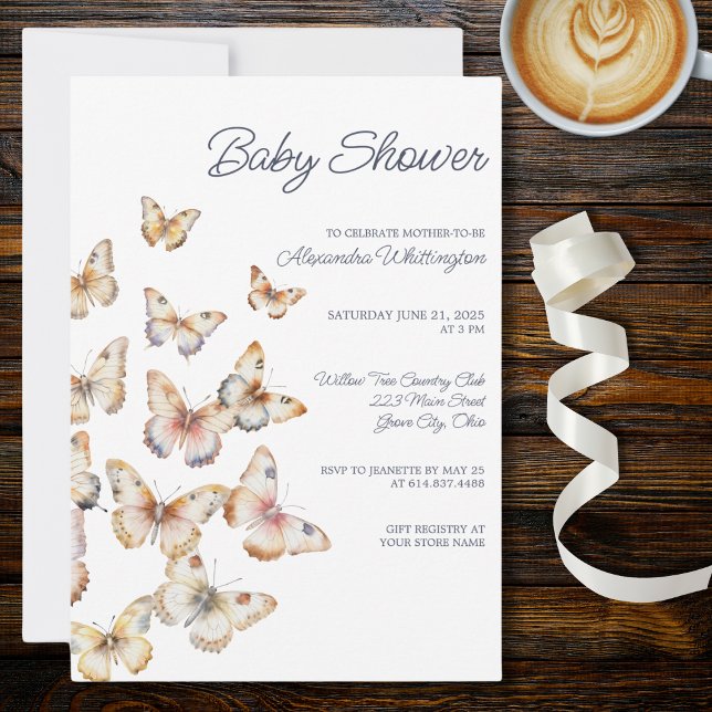 Invitación Baby Shower Neutral Butterflies (Subido por el creador)