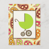 Baby Shower neutral - carro y Paisley verdes