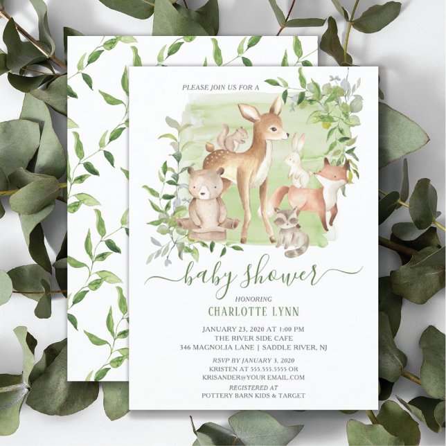 Invitación Baby Shower neutral de amigos de Woodland (Subido por el creador)