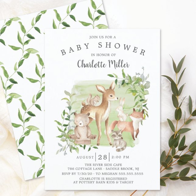 Invitación Baby Shower neutral de amigos de Woodland (Subido por el creador)