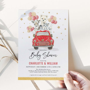 Invitación Baby Shower neutral de animales árticos de inviern
