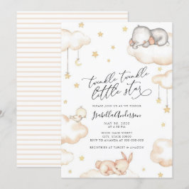 Invitación Baby Shower neutral de animales de estrella pequeñ