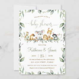 Invitación Baby Shower Neutral de Australia Animales verdes